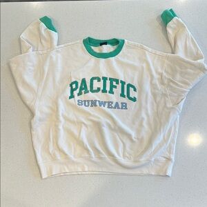 Pacific Sunwear White and Green Sweatshirt